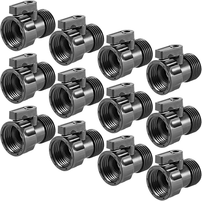 12er-pack 3/4"-absperrventil Für Gartenschläuche Aus Kunststoff, Standard-wasserabsperrventil, Kugelhahnkupplung, Teleskop-schlauchsteuerung