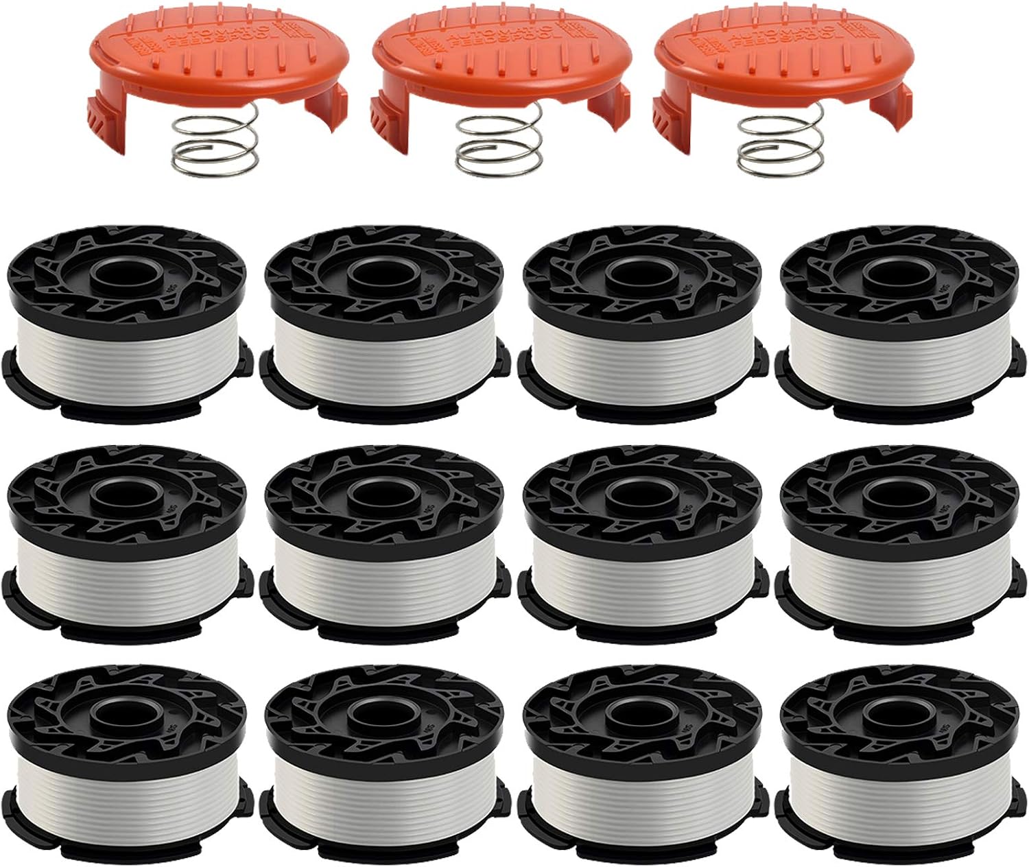 Feiner Trimmerfaden Für Black & Decker Trimmer/kantentrimmer, Kompatibel Mit Af-100, Black+decker Af-100-3zp, 12 Spulen, 3 Kappen, 3 Federn.