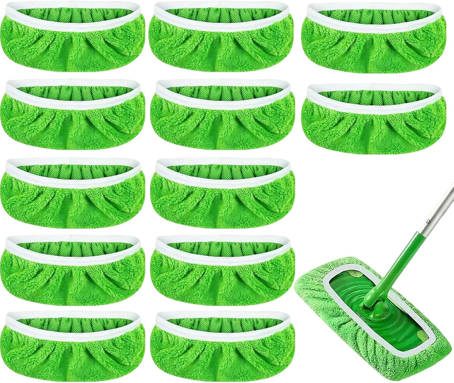12er-pack Wiederverwendbare Mopppads Aus Korallenvlies, Waschbar, Nass Und Trocken, Mikrofaser-besenmatten Für Swiffer Sweeper, Hartholz- Und Fliesenböden, 45,3 X 11,5 Cm