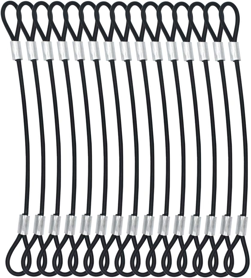 Kurzes Edelstahlseil Mit Öse (2 Mm), Edelstahlseil, Stahlseil, Gummiertes Stahlseil, 30 Cm – Schwarz