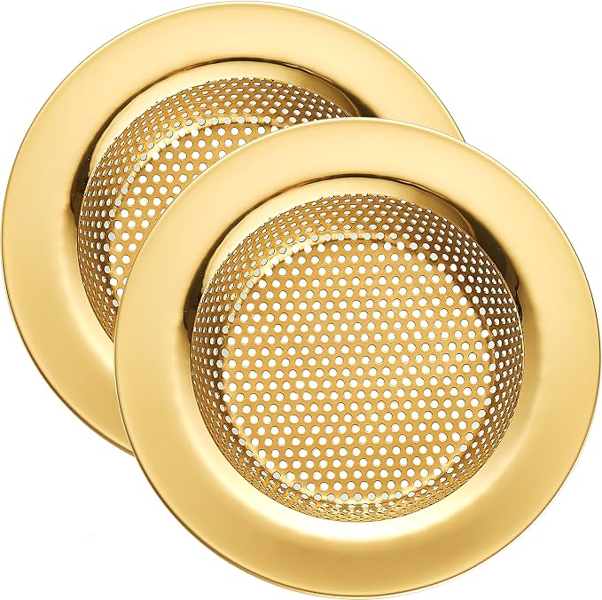 2er-pack Edelstahl-küchenspülen-siebe, Breite Stöpsel (4,3 Zoll Durchmesser, Gold)