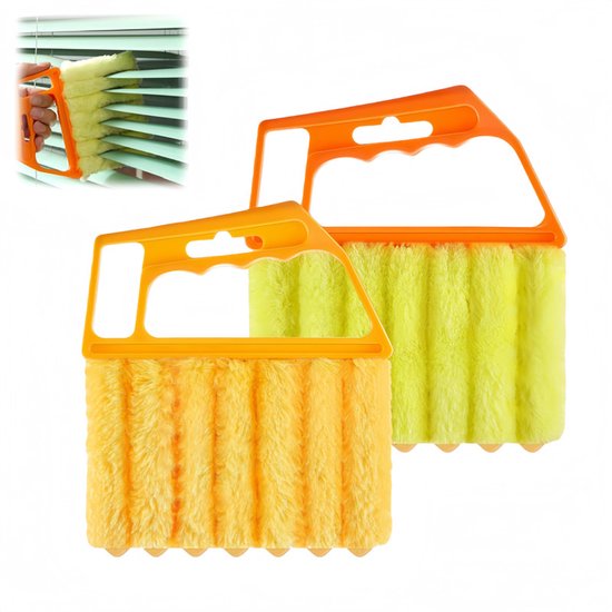 Zweiteiliges Set – 13,5 X 16 Cm Orange-gelbe 7-finger-staubentfernungs- Und Reinigungsbürste Für Jalousien