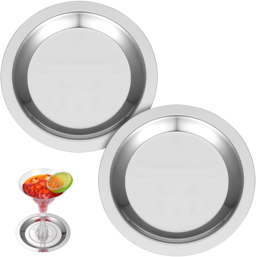 2-teiliges Set Runder Flaschenuntersetzer Aus Edelstahl (4,5 Zoll/11,5 Cm Durchmesser) Für Partys Und Bars