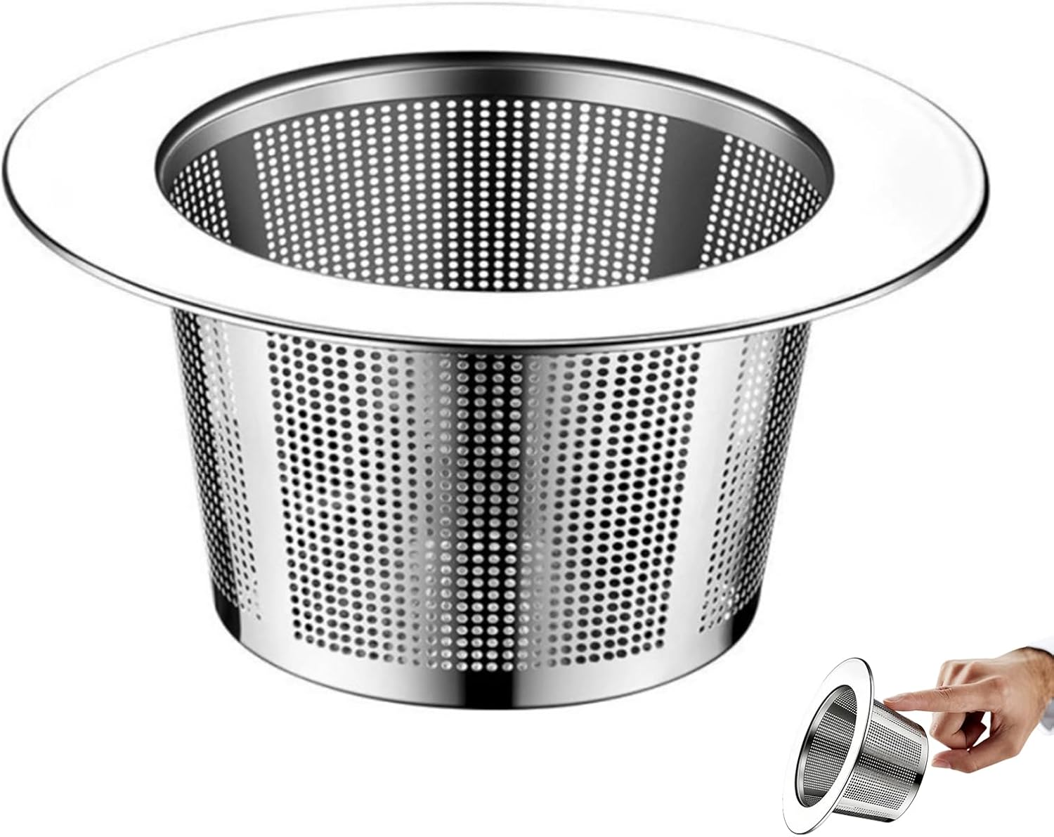 2 Abflusssiebe – Spülbeckensieb, Abflusssieb, Edelstahl, Verstopfungsfrei, Küche, Abfluss, Dusche, Badewanne, Küchenspüle