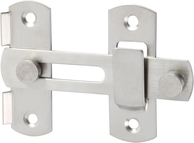 Klappriegel, Robuster Edelstahlriegel, Sicherheitsbeschlag Für Schiebetüren An Holzzäunen Im Scheunenstil, Matte Oberfläche, 180° Flach – Silber – 2 Stück