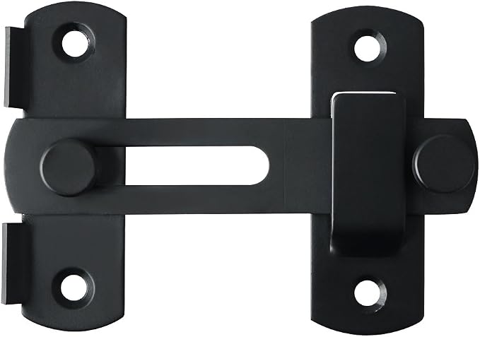 Klappriegel, Robuster Edelstahlriegel, Schiebetürbeschlag Für Holzzäune Im Scheunenstil, Matte Oberfläche, 180° Flach – Schwarz – 2 Stück
