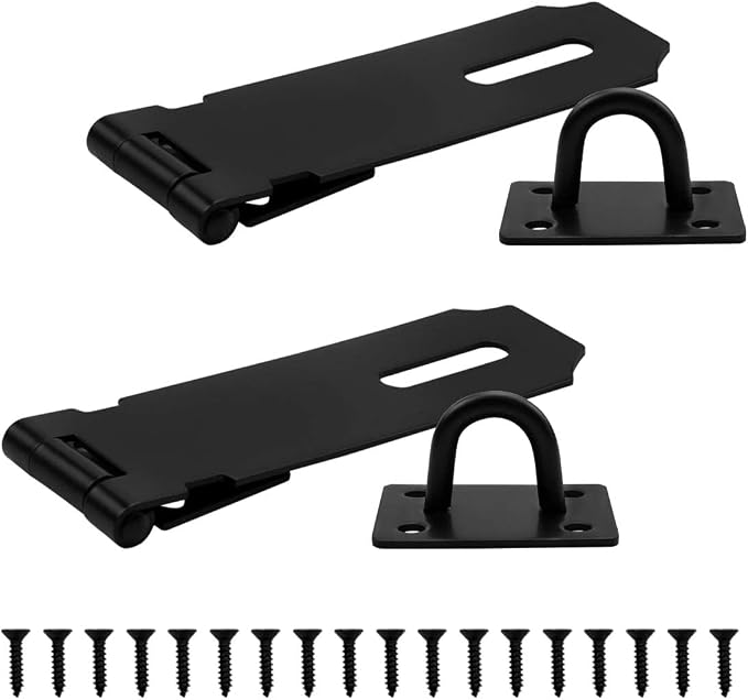 2er-pack 5" Robuste Edelstahl-vorhängeschloss-bügel, Klappriegel Für Holz- Und Innentüren (schwarz)