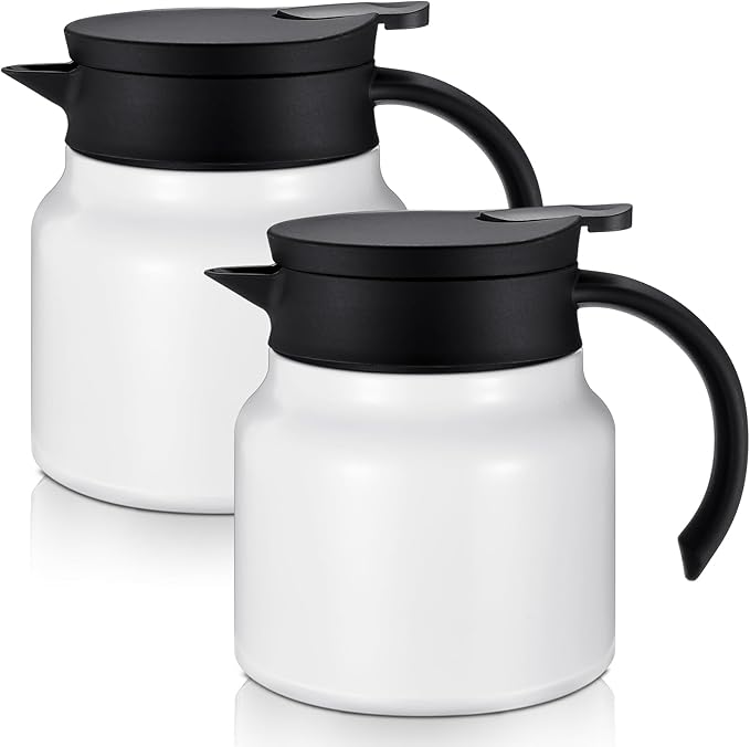 2er-pack Isolierte Kaffeekannen 800 Ml, Kleine Edelstahl-vakuum-isolierkannen, Milchgetränkespender, Weiß