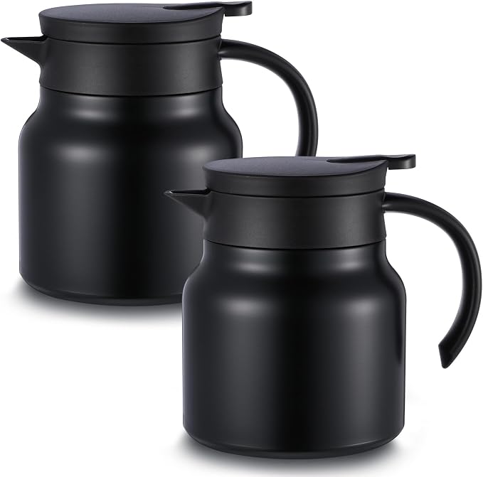 2er-pack Isolierte Kaffeekannen 800 Ml, Kleine Edelstahl-vakuumisolierte Teekannen, Milchgetränkespender, Schwarz