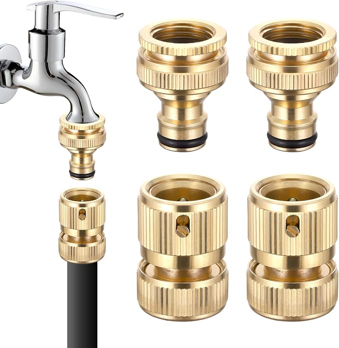 Paarweise 1/2-zoll-schlauchverschraubungen Aus Messing, Gartenschlauch-wasserhahnanschlüsse, Gartenschlauch-schnellkupplungen, Schlauchverlängerungsstücke, Wasserhahnadapter