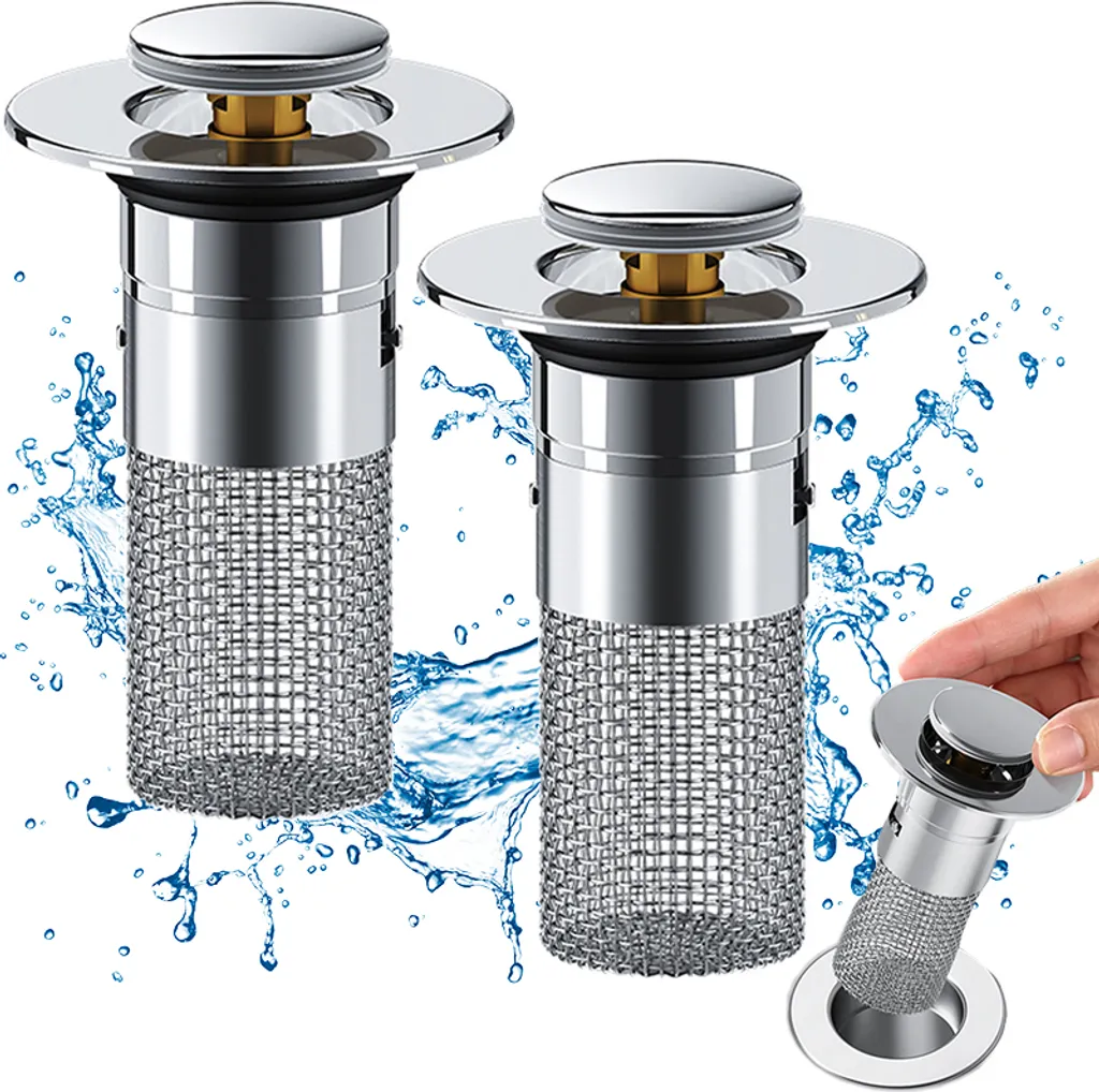 2-teiliger 2-in-1 Universal-pop-up-ablaufstopfen Und Waschbeckenfilter Für 34-40 Mm Abflussöffnungen (ausführung 2)