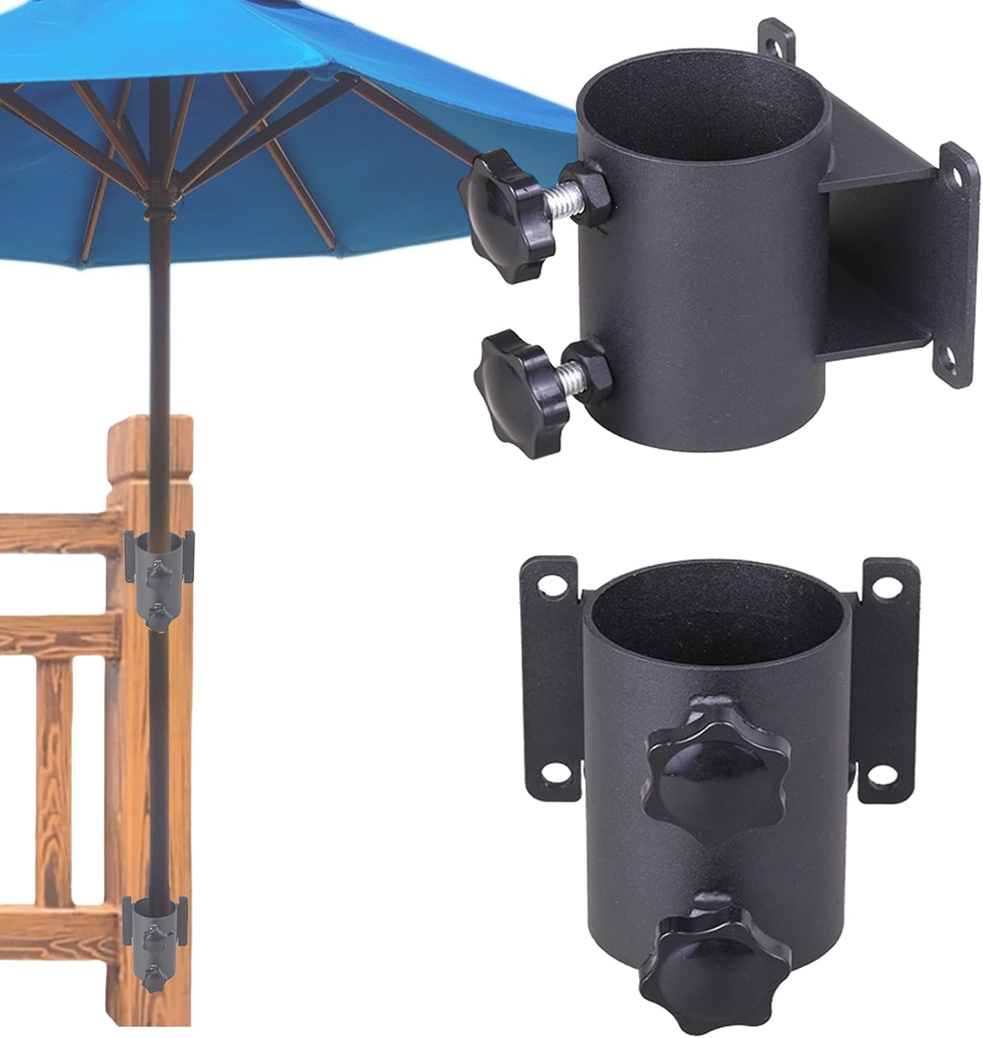 Robuster, Verstellbarer Metallclip-halter Für Sonnenschirmständer, Terrassengeländer, Balkone Und Boote, Passend Für Max. 2 Zoll Außendurchmesser, 2er-pack
