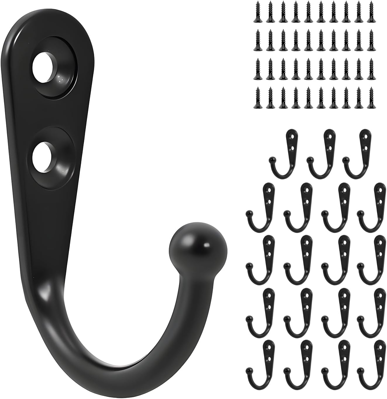 20 Haken Zum Aufhängen, Schlüsselanhänger, Wandhaken, Praktische Haken Für Schlüssel, Hüte, Tassen, Mäntel (schwarz)