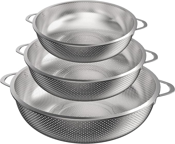 3-teiliges Mikroporöses Edelstahl-küchensieb-set Mit Griffen (20/23/29 Cm)