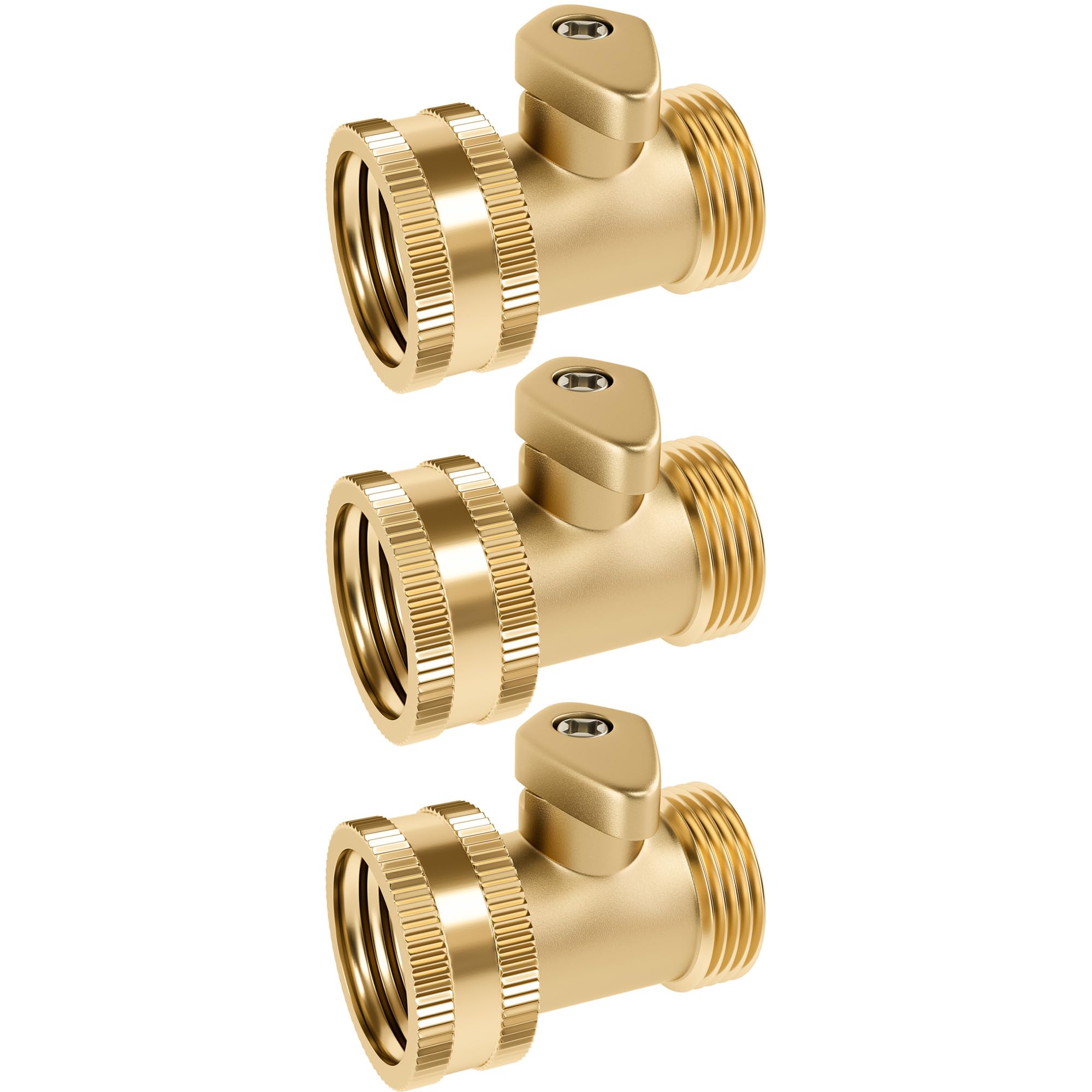 Gartenschlauch-absperrventil 1,91 Cm, Messing, Robust, Auslaufsicher, Einweg-kugelhahn, Gerader Anschluss, 3er-pack