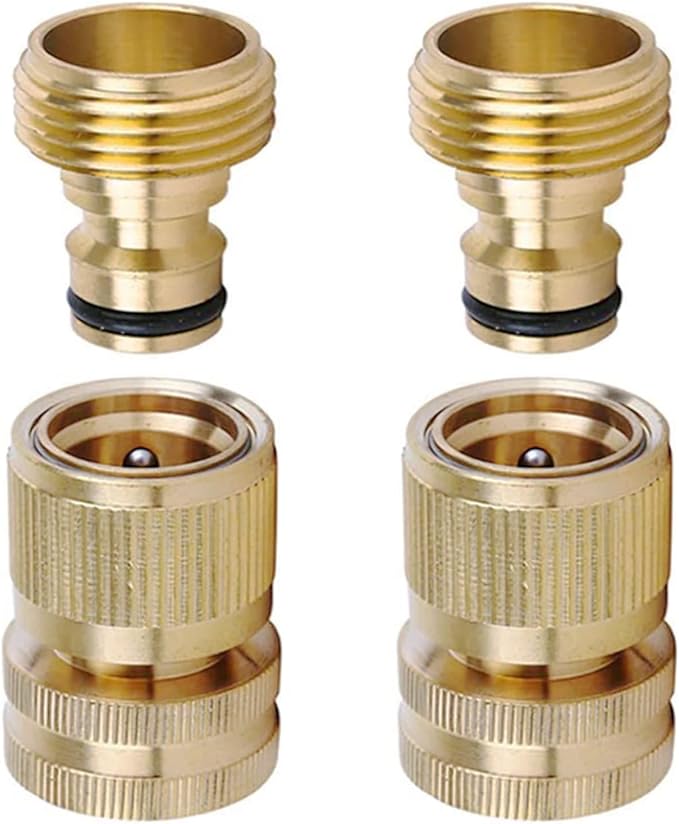 Schnellkupplungs-gartenschlauch Aus Messing, 3/4" (19 Mm), Ght-gewinde, Auslaufsicher, 4er-packung