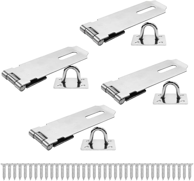 4er-packung 5" Robuste Edelstahl-vorhängeschloss-bügel, Klappriegel Für Holz- Und Innentüren (silber)