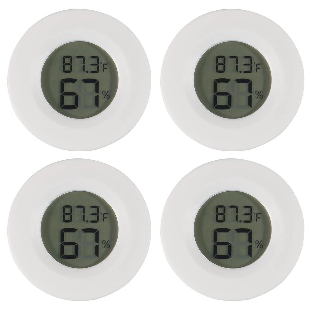 4er-pack Mini-digital-lcd-thermometer & Hygrometer Für Reptilien (weiß)
