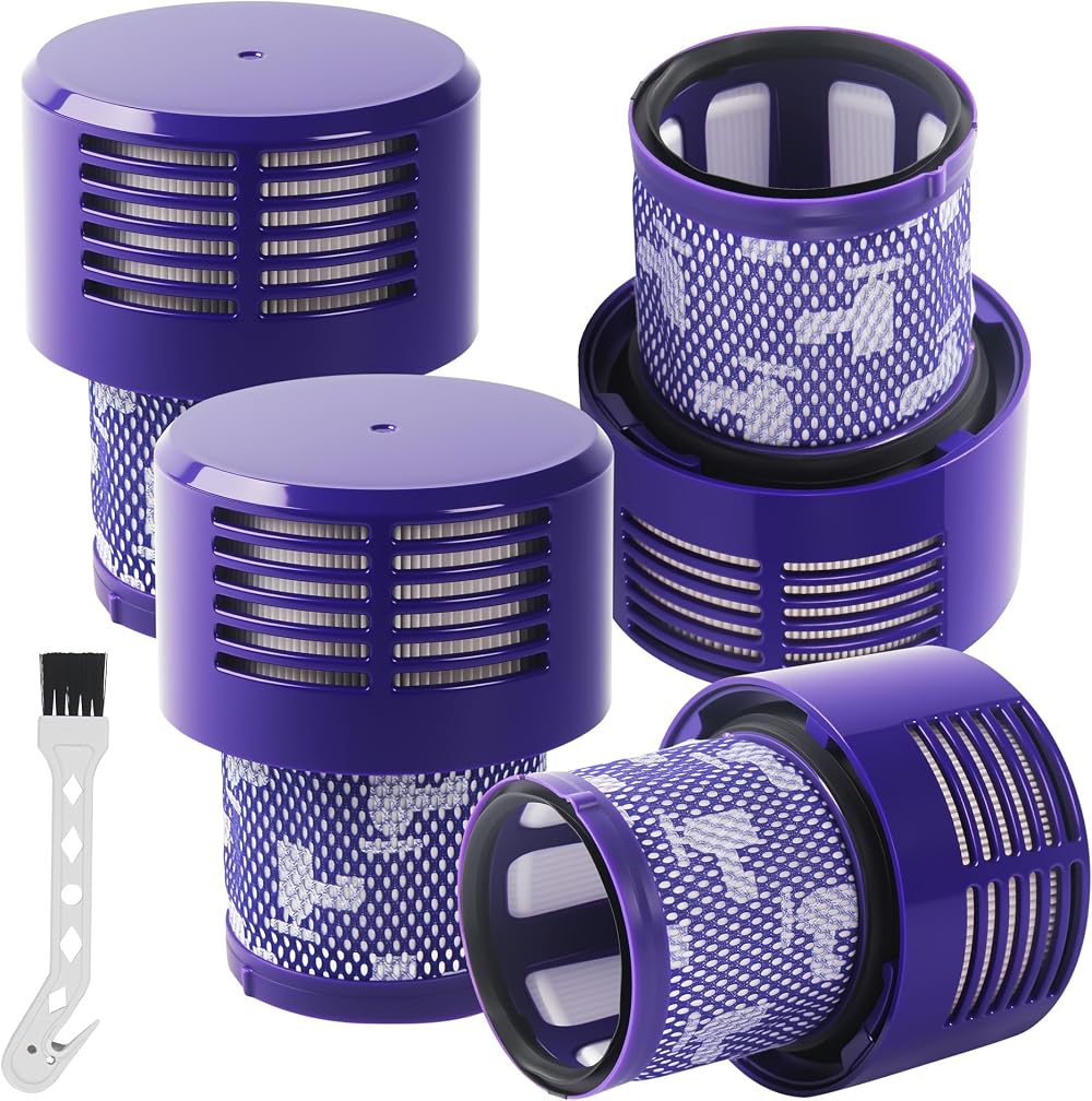 4-teiliges Filterset Mit Reinigungsbürste, Passend Für Dyson V10/sv12, Waschbarer Ersatzfilter, Zubehör.