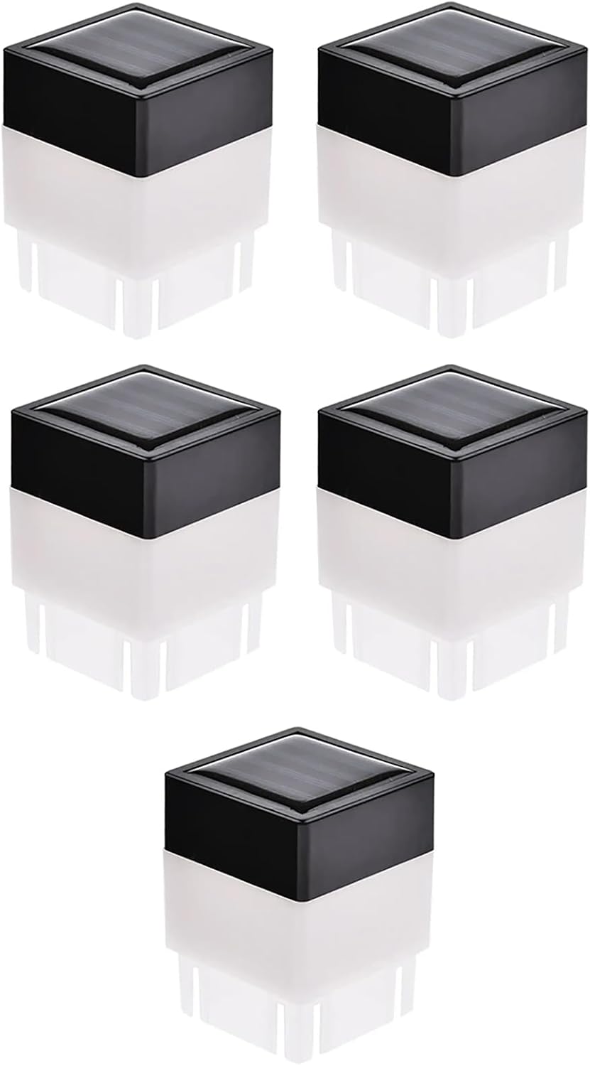 Ein Set Aus 5 Modernen Solar-außenleuchtenmasten, 5 Cm X 5 Cm Led-zaunpfostenkappen, Geeignet Für Zäune, Terrassen Und Gartendekoration (weißes Licht).