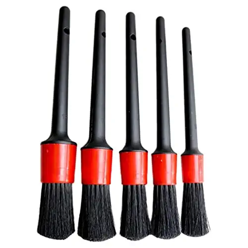 Feinreinigungsbürsten-set Für Autos, 5 Verschiedene Größen, Mischfaser, Kunststoffgriff, Werkzeugset Zur Reinigung Von Autorädern Und Armaturenbrett (schwarz)