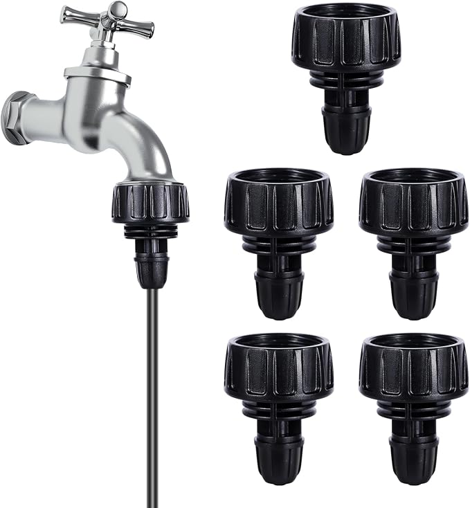 3/4"- Bis 4/7"-einzelanschlusskappen-adapter Für Bewässerungsschläuche, Tropfschlauch-zu-wasserhahn-adapter, Wasserhahn-zu-gartenschlauch-adapter, 6er-pack