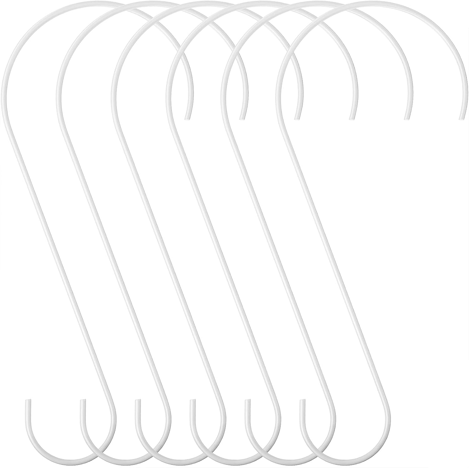 6 Robuste, Große S-förmige Haken, 30 Cm, Weiß, Für Vogelfutterhäuschen, Garten, Äste, Küchen-vogelhäuser, Pflanzenkörbe, Laternen, Fahrräder Usw.