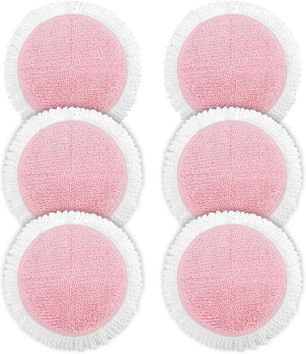 6-teiliges Set Ersatzpads Für Elektrische Wischmopps, Kabellos, Waschbar, Passend Für Bobot Mikrofaser-wischmopptücher, Rosa