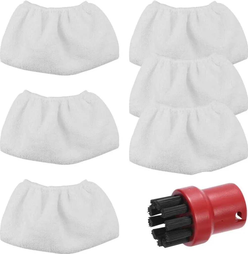7-teiliges Zubehörset Für Kärcher Easyfix Dampfreiniger Sc1-sc5, Bestehend Aus 6 Mikrofasertüchern Und 1 Roter Rundbürste