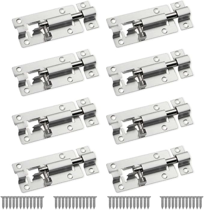 Schieberiegel, Schieberiegel, Edelstahl-schiebeschloss, Riegel, Türriegel, Türbolzen, Für Türsicherheit (8er-pack) (3 Zoll)