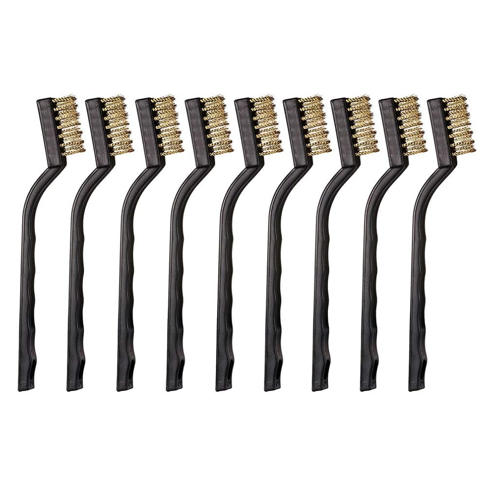 9-teiliges Mini-messingbürsten-set, Gebogener Griff, Kratzzahnbürste, Zur Reinigung Von Schweißschlacke Und Rost.