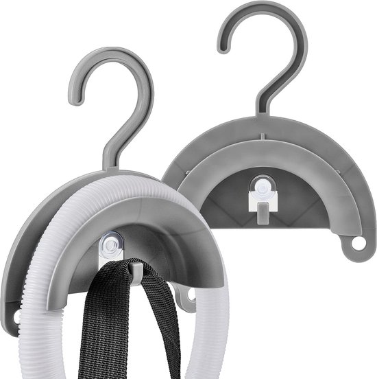 Zweiteiliger Schlauchhalter Aus Kunststoff – Schlauchaufroller Für Reinigungsgeräte – Mit Zwei Saugnäpfen – Geeignet Zum Reinigen Und Trocknen Von Schläuchen Und Rohren.