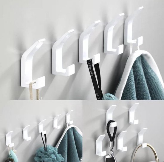 Handtuchhaken-set, 5-teilig, Verchromt, Kein Bohren Erforderlich, Edelstahl, Quadratisch, Selbstklebend, Bademantel-, Geschirrtuch- Und Küchenhandtuchhaken
