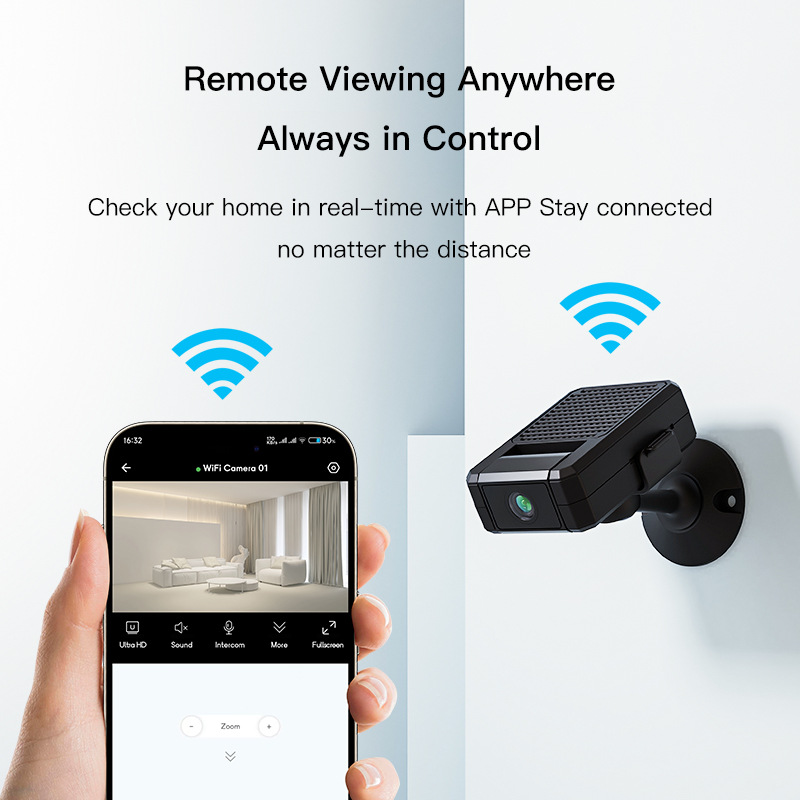 Mini-überwachungskamera – Wlan-kamera Mit Um 180° Drehbarem Objektiv, Unterstützt Fernüberwachung Per App Und Nachtsicht.