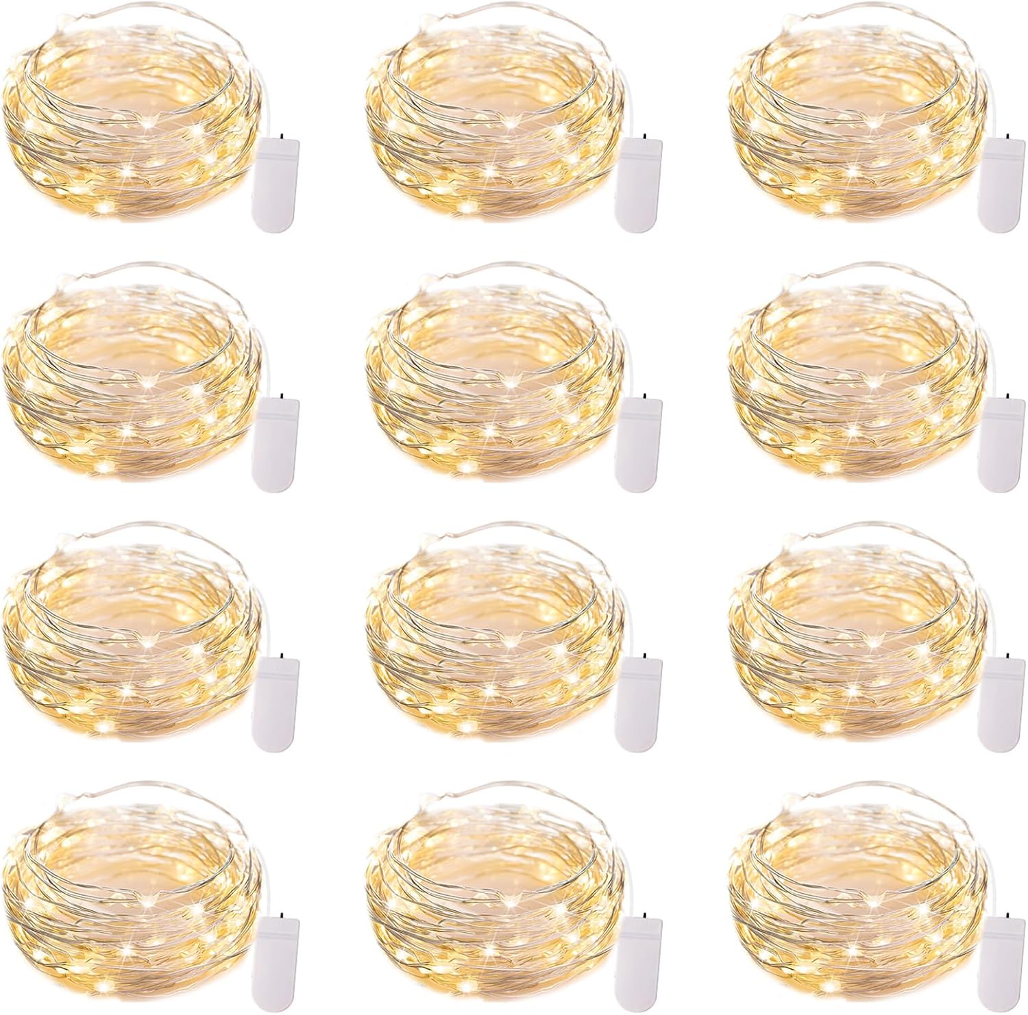 12er-pack Led-lichterkette (batteriebetrieben) – 2,1 M Lange, Wasserdichte Led-lichterkette Mit 20 Leds In Form Von Glühwürmchen, Sternen Und Monden – Ideal Als Tischdekoration Für Hochzeiten – 12er-p
