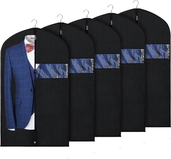 5-teiliges Set - 60 X 100 Cm - Kleidersack - Staubbeutel Für Kleidersack - Kleidersack Mit Visitenkartenhalter - Leicht Zu Identifizieren (kleiderbügel Nicht Enthalten)