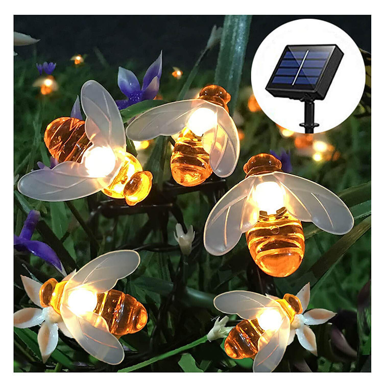 Solarbetriebene Lichterkette Für Den Garten, Bienenmotiv, 7 M, Wasserdicht, Für Den Innen- Und Außenbereich Geeignet, Z. B. Für Blumenzäune, Rasenflächen Und Terrassen
