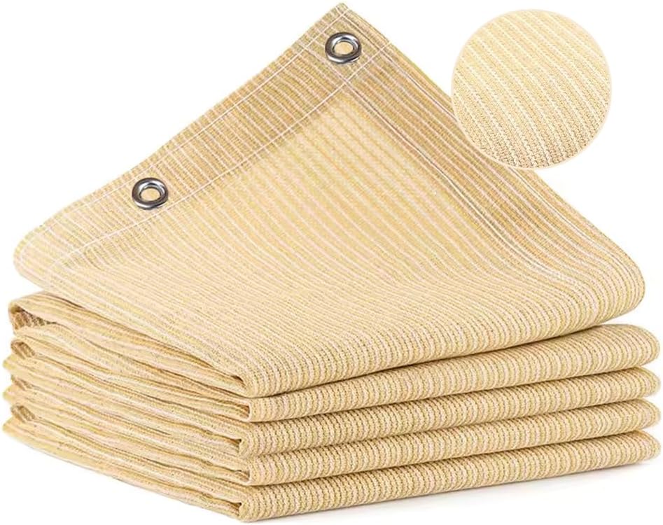 Beige-gelber Sichtschutzzaun, 3 M Breit, 3 M Lang – 90 % Sichtschutz – Atmungsaktiv – Wasserdicht – Verstärkte Ecken – Mit Aluminiumösen