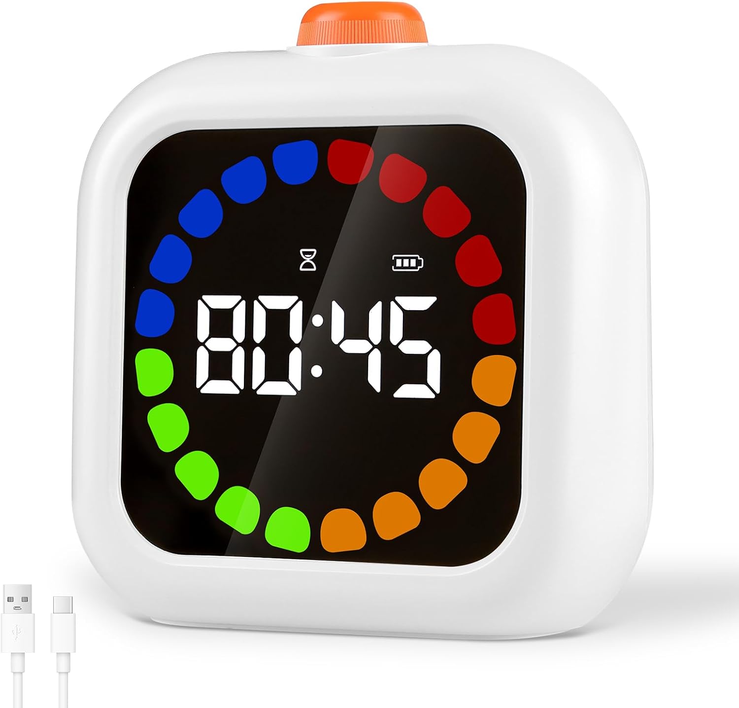 Visueller 99-minuten-timer, Lerntimer Für Kinder Mit Schnellverstellung, Farbiger Fortschrittsbalken, Batterieanzeige Und Pomodoro-funktion
