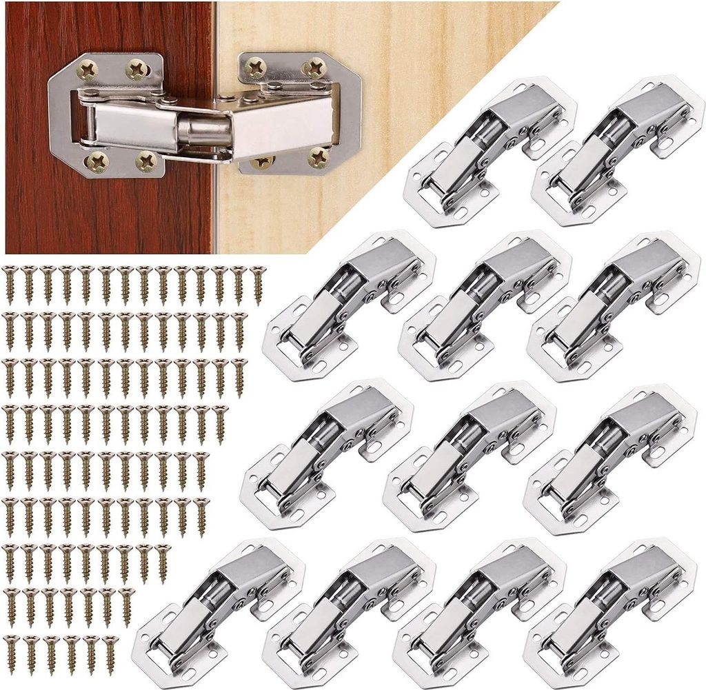 12 Scharniere Und Scharnierschrauben Für Schranktüren, Holzscharniere, 90°-aufputzscharniere (80 Stück), Für Schränke Und Lamellentüren