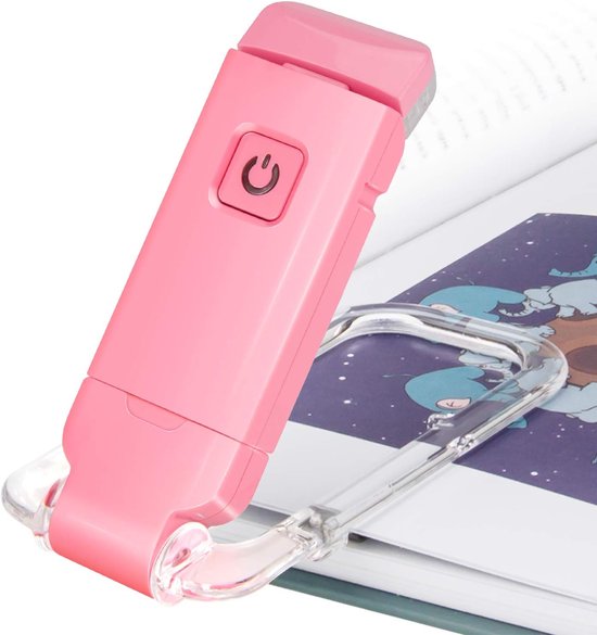 Led-leselampe Mit Buchklemme, Leselampe Für Die Nacht, Weiches, Augenschonendes Licht, Usb-aufladbar, 2 Helligkeitsstufen Zum Schutz Der Augen, Rosa