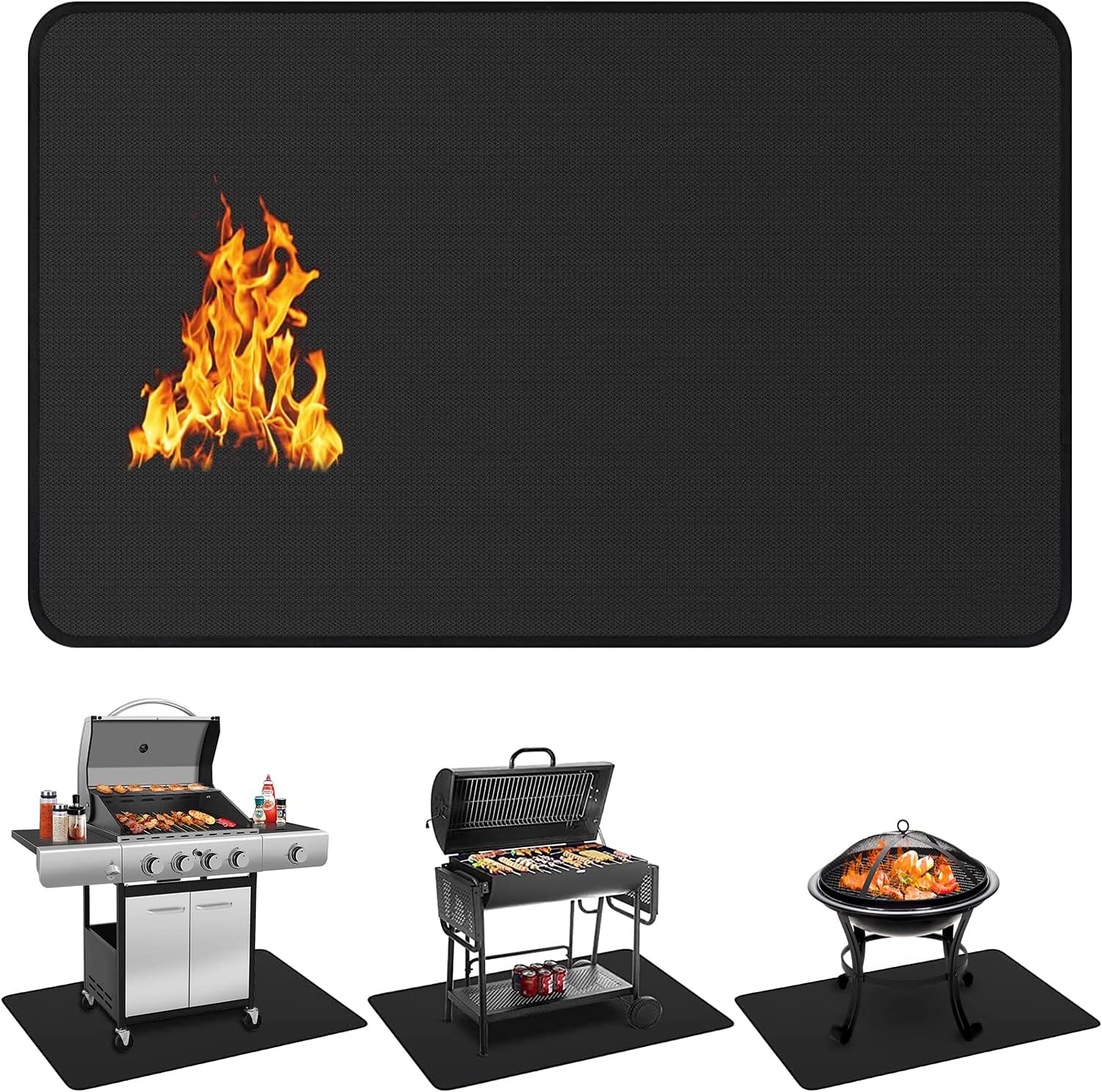 Feuerfeste Grillmatte 60 X 40 Zoll – Doppelseitig – Schützt Terrasse Und Boden Vor Feuer, Fettflecken Und Feuchtigkeit – Grill – 60 X 40 Zoll