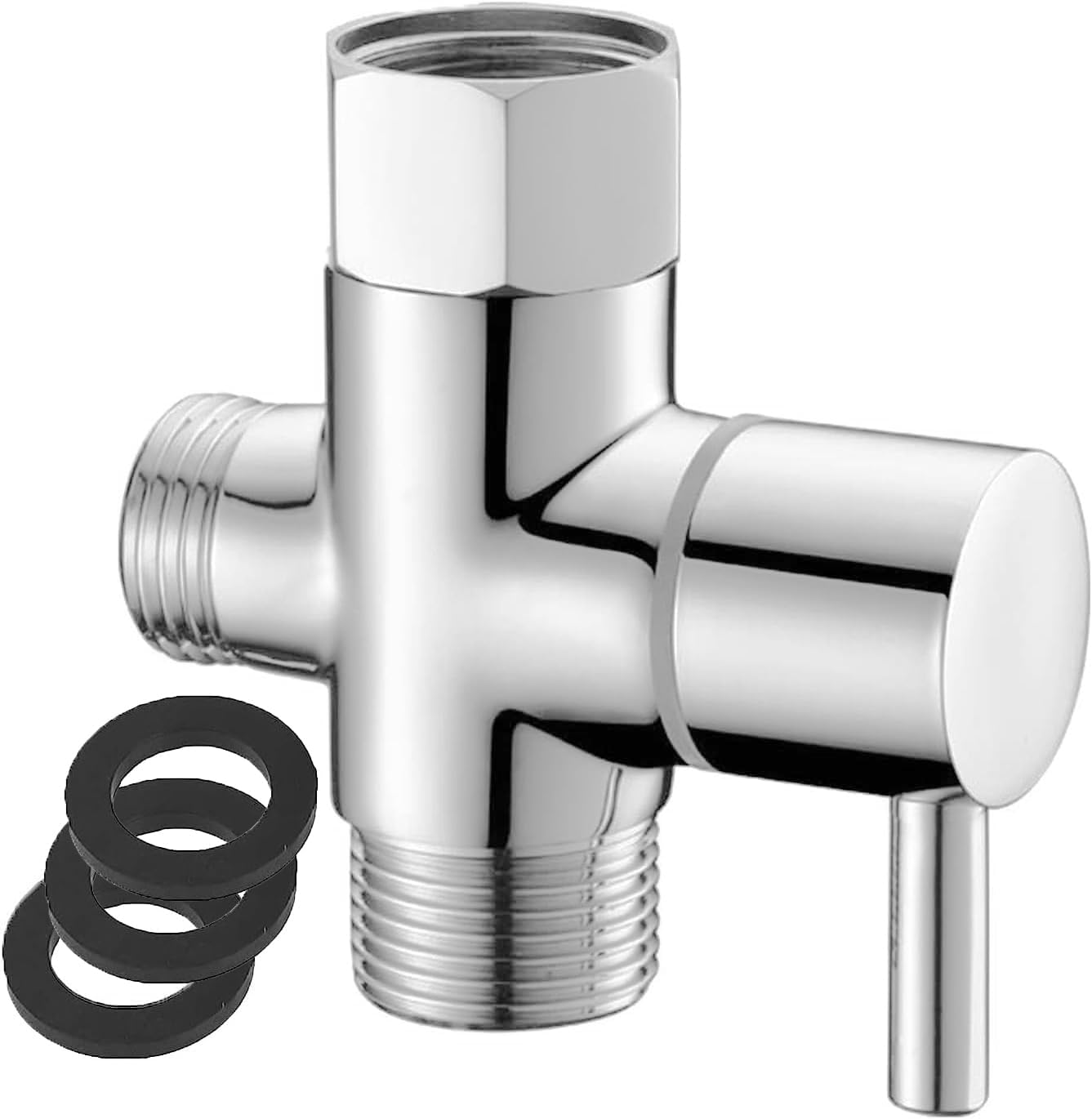 Dreiwege-messingventil, G1/2-anschluss, Duschventil, Umsteller, Wc-armatur, Absperrventil (silber)
