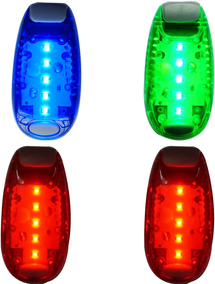 Led-fahrradrücklicht (4 Stück) – Stroboskop + Clip + Reflektor – Sicherheitslicht / Fahrradzubehör / Lauflicht / Hundesicherheitslicht – 4-teilig