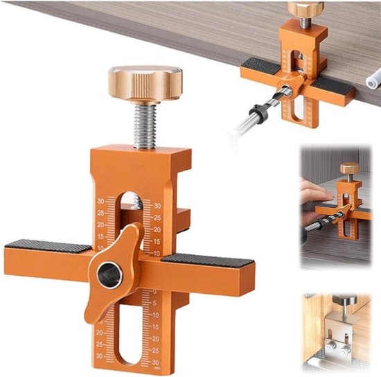 Positionierer Für Schranktüren, Höhenverstellbar, Montageschablonenklemmen, Positionierungswerkzeug, 2-in-1-montageschablone, Zur Positionierung, Orange