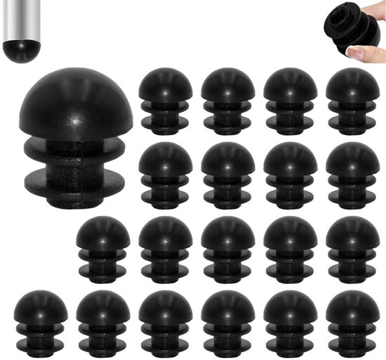 20 Stück Runde Kunststoff-endkappen, Kugelstopfen, 16 Mm, Schwarz, Für Möbelrollen, Tisch-, Stuhl- Und Hockerbeine