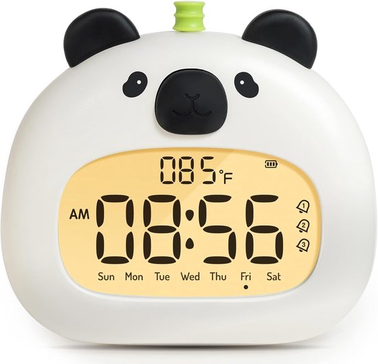 Panda Schlaftrainer Kinderwecker, Dimmbares Lcd-nachtlicht, Usb-aufladbar, 3 Wecktimer