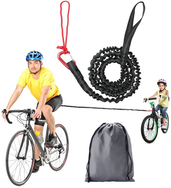 Fahrradabschleppseil, Gespannt, Tragbar, Reflektierend, Rutschfest, Für Erwachsene, Kinder, Mountainbikes – Schwarz