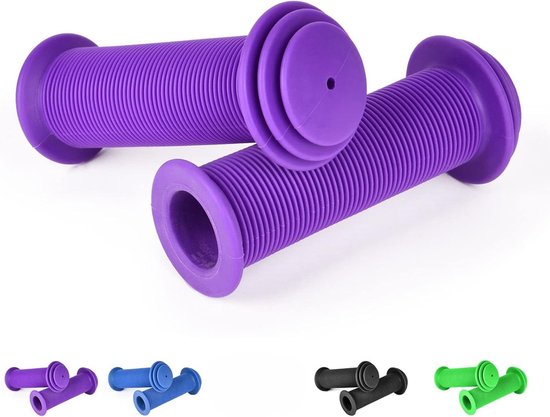 Kinderfahrrad-lenkergriffe – 10 Cm Lange, Violette Sicherheitsgriffe Aus Gummi Für Roller, Dreiräder Und Laufräder