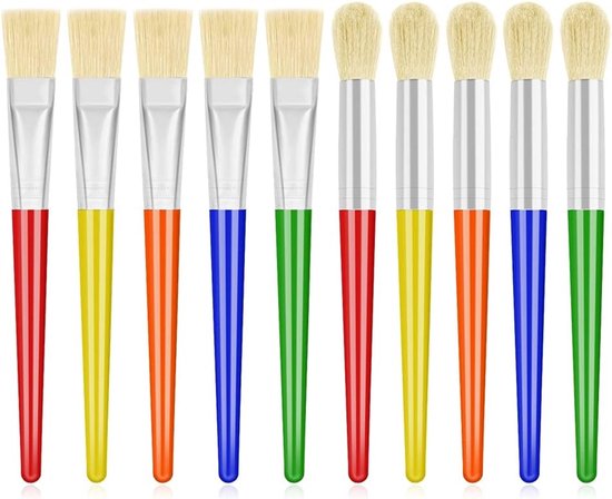 Zwei Sets Mit Je 20 Kinderpinseln, Darunter Rund- Und Flachpinsel, Geeignet Zum Malen Im Kindergarten Und Mit Abwaschbarer Farbe.